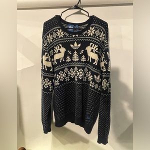 Adidas Navy Reindeer Winter Nordic Fair Isle chunky sweater size XL